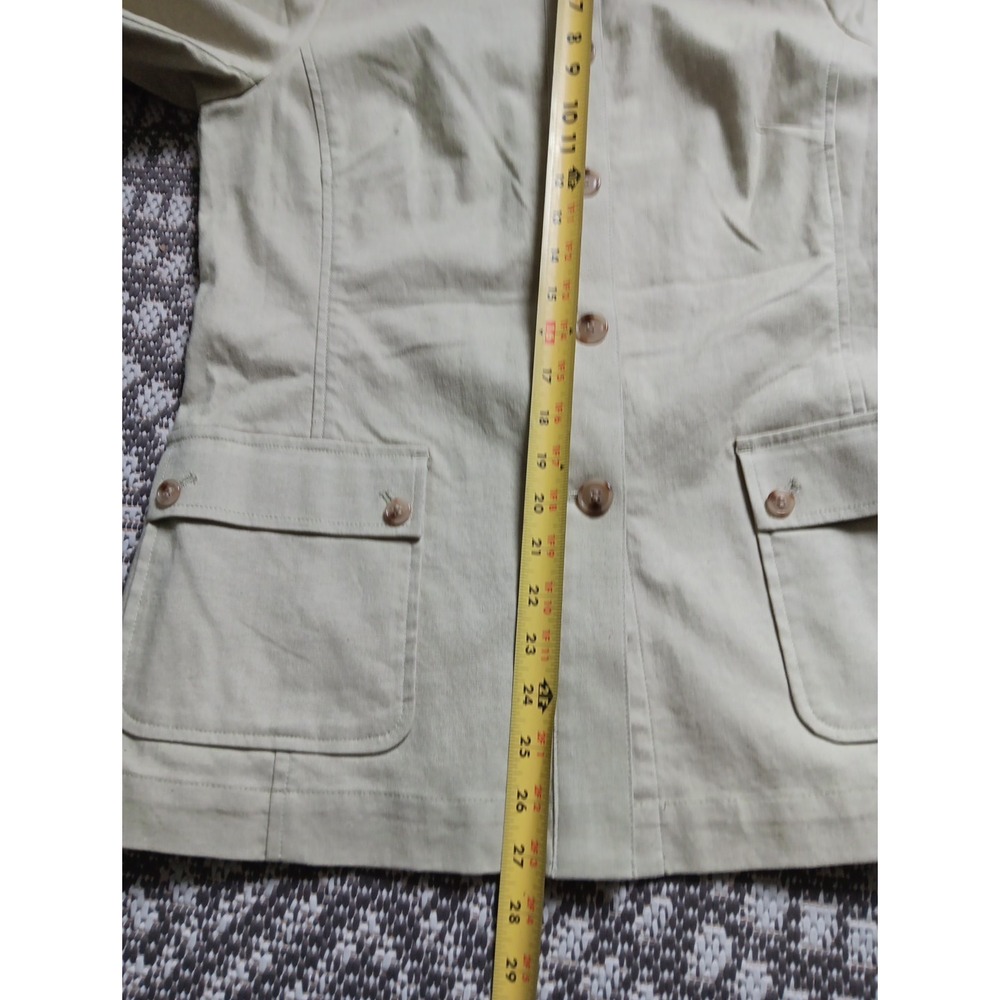 Sigrid Olsen‎ Jacket Women Medium Blazer Sporty Coat Green Safari 100% Cotton - Picture 9 of 11